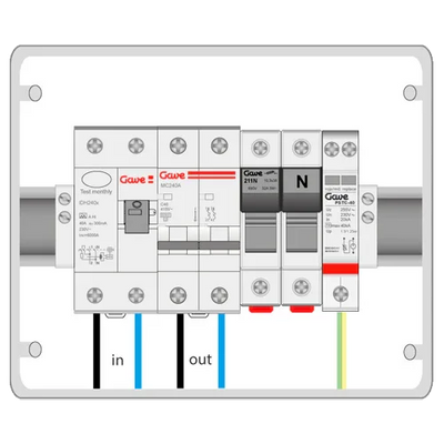 Caja Protecciones AC Monofásico GAVE ACM32SDA 7.4kW 32A 30mA