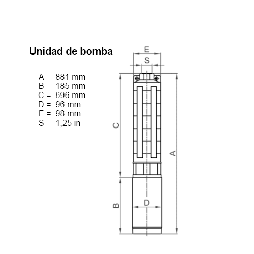 Bomba Solar Sumergible Lorentz PU1800 C-SJ1-25 3m³/h 140m Centrífuga