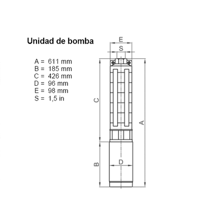 Bomba Solar Sumergible Lorentz PU1800 C-SJ5-12 7,6m³/h 70m Centrífuga