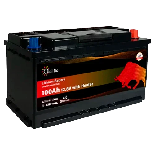 Batería Litio 12V 100Ah Olalitio OLA-12-100-SH Bajo Asiento Calefacción Bluetooth