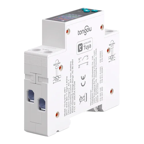 Disyuntor Inteligente WiFi TUYA 1P 50A TO-Q-SYS-JWT con LCD y Medidor