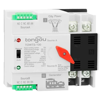 Interruptor de Transferencia 2P ATS 100A Tongou TOWTS-100