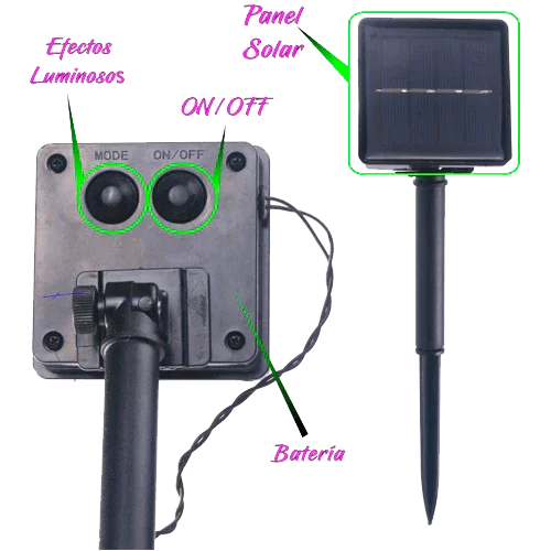 Guirnalda Solar 200 LEDs 3000K Exterior JND-9138H